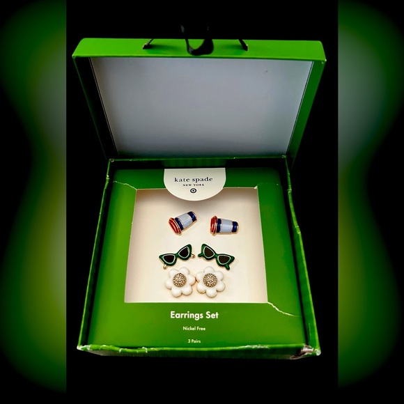 NIB Mixed Novelty Stud Earrings 3pk kate spade new york xTarget Green/Blue/White - Picture 1 of 5